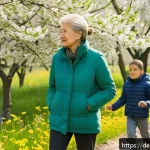 비인간 생명체와의 관계 재설정의 기본 원칙 - A serene urban park scene in Germany during early spring, featuring diverse people of various ages p...