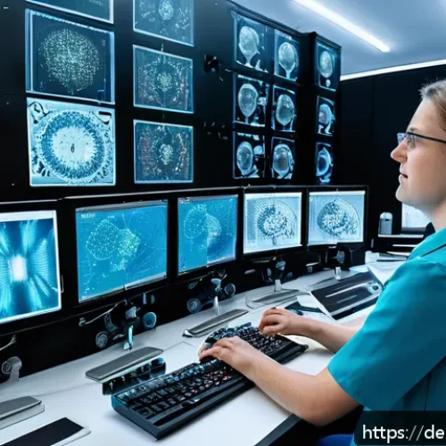 비인간 생명체와의 관계에서의 과학적 탐구 - A futuristic research laboratory in Germany with scientists using advanced AI-powered devices to ana...